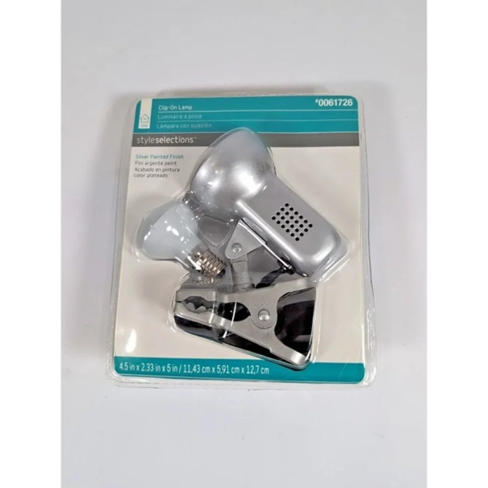 Home Style Selections Electric Clip-On Lamp Bulb Included Silver Painted 0061726